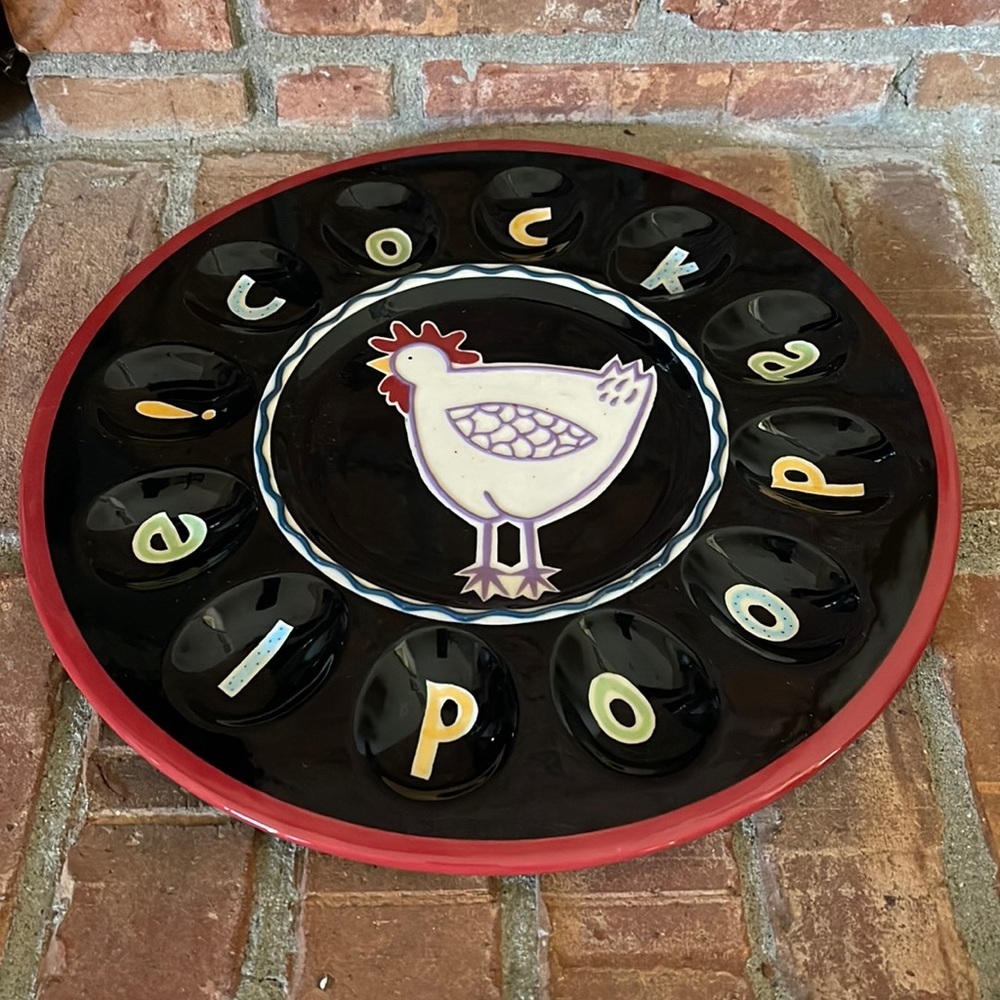 Becky Denny Cockadoodle Ceramic Egg Platter